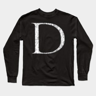 D in Roman White Marble Latin Alphabet Letter Sticker Long Sleeve T-Shirt